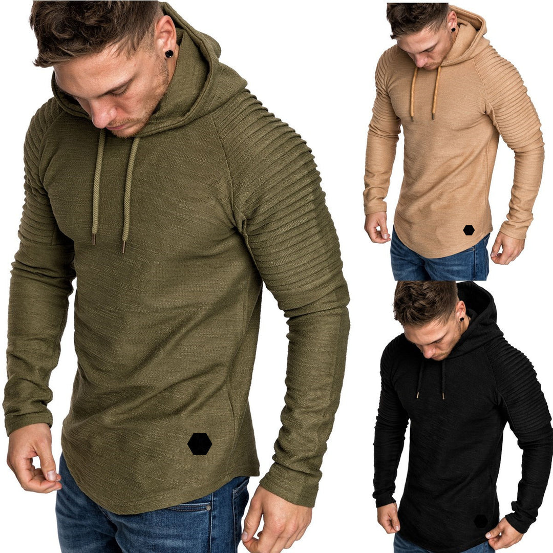 Men's Sporty Hoodie with Textured Shoulder Design Lune London