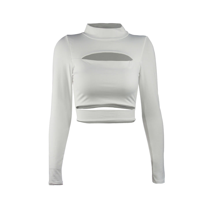 Women's Crop Top with Cut-Outs and High Neck Design Lune London