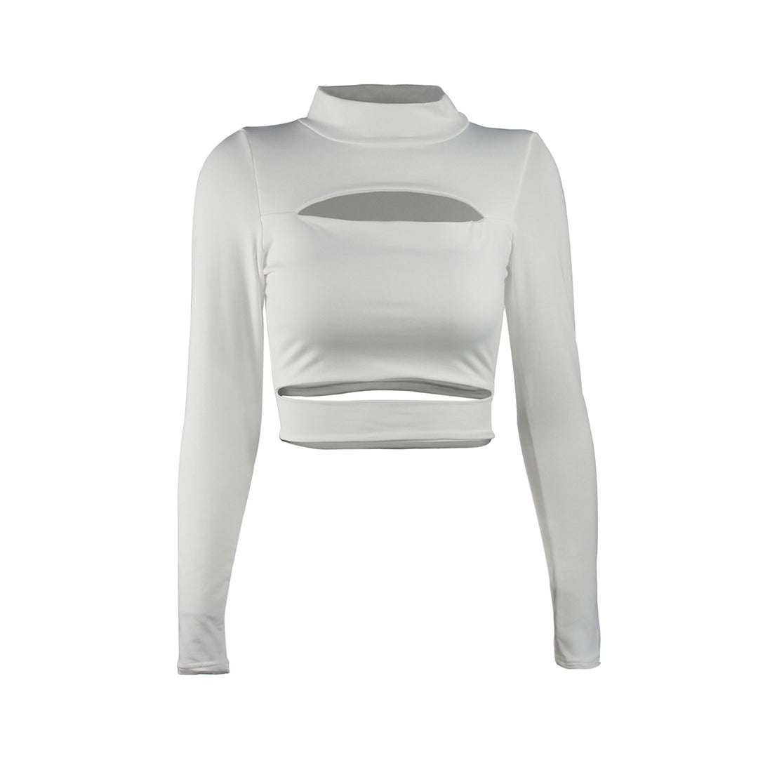 Ladies Crop Top with high collar and cut-outs Lune London