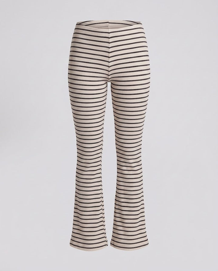 Women Ribbed High-Waisted Flared Trousers in Fine Knit Amarae