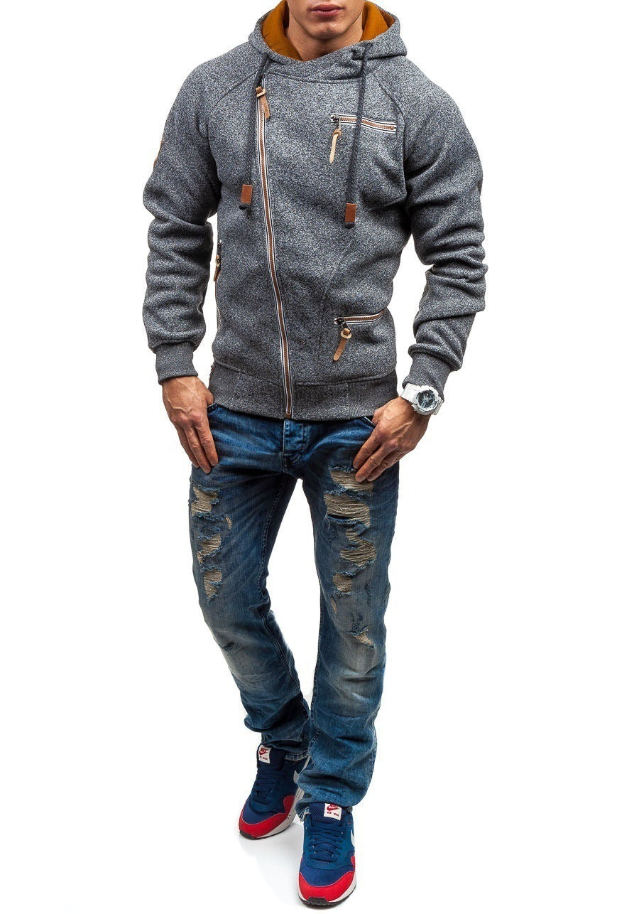 Men's urban hoodie with asymmetrical zipper and practical pockets Lune London