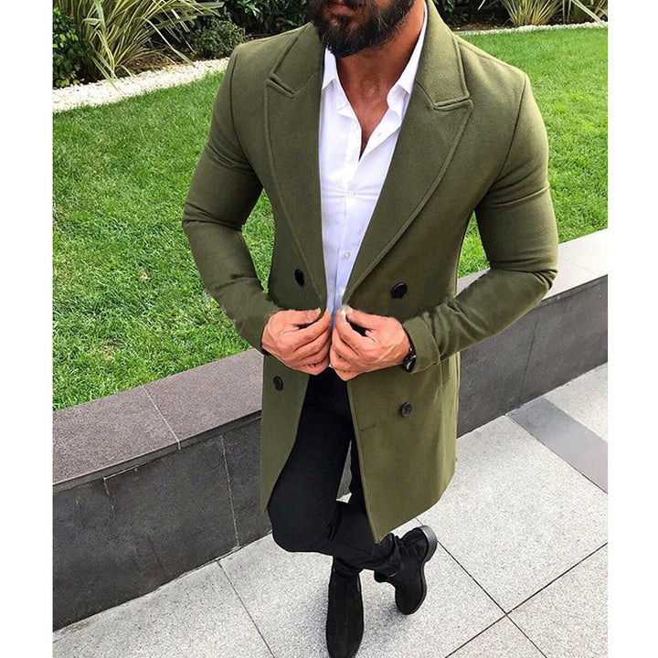 Elegant wool coat for men with double-breasted buttons and slim fit Amarae