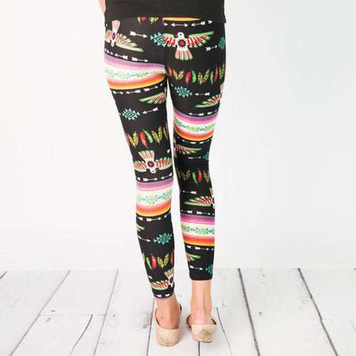 Women's leggings with colorful ethnic pattern and elastic waistband Amarae