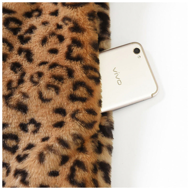 Ladies Cozy Chic Leopard Fur Jacket