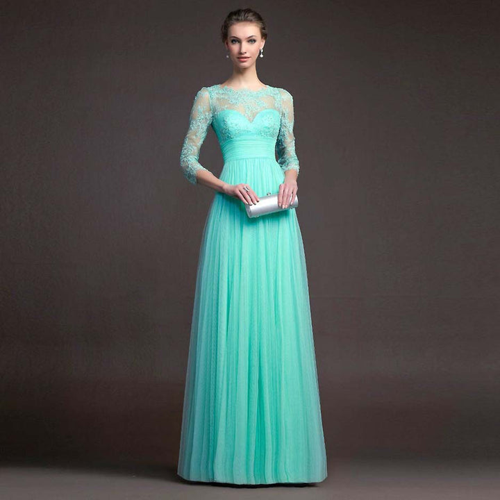 Ladies Elegant Evening Dress with Transparent Lace and Chic Skirt Lune London