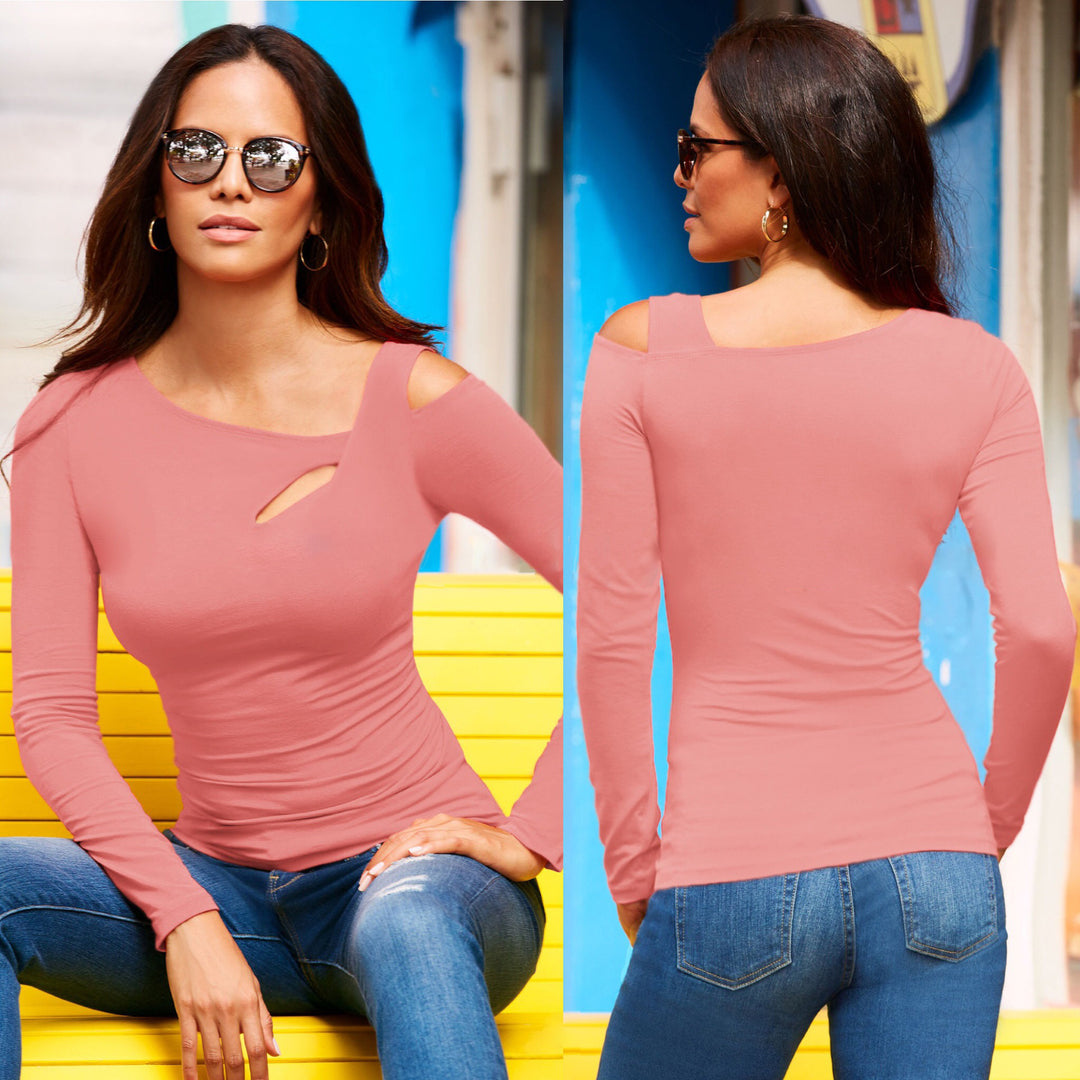 Women's top with asymmetrical neckline and elegant cut-out design Lune London