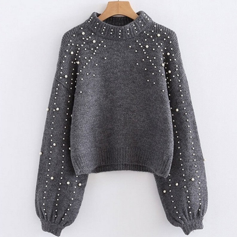 Sweater women with shimmery beaded details and voluminous sleeves Lune London