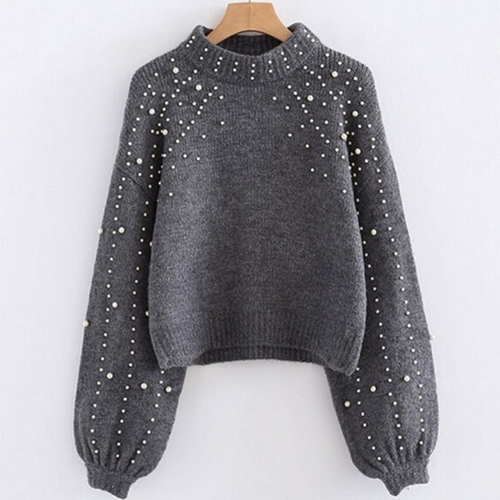 Sweater women with shimmery beaded details and voluminous sleeves Lune London