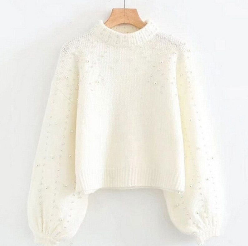 Sweater women with shimmery beaded details and voluminous sleeves Lune London