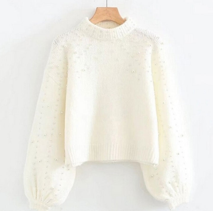 Sweater women with shimmery beaded details and voluminous sleeves Lune London