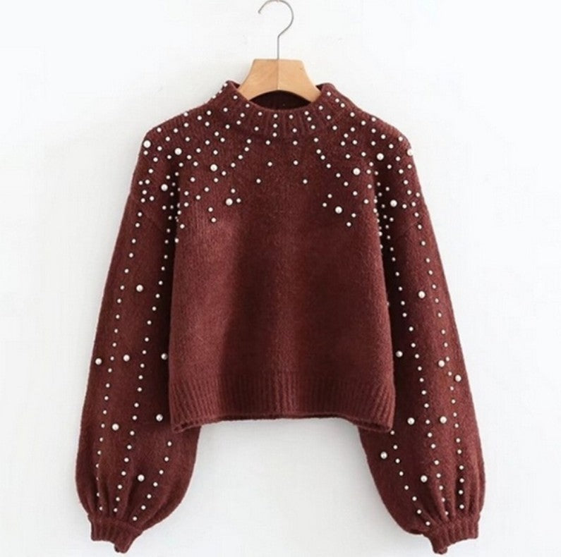 Sweater women with shimmery beaded details and voluminous sleeves Lune London