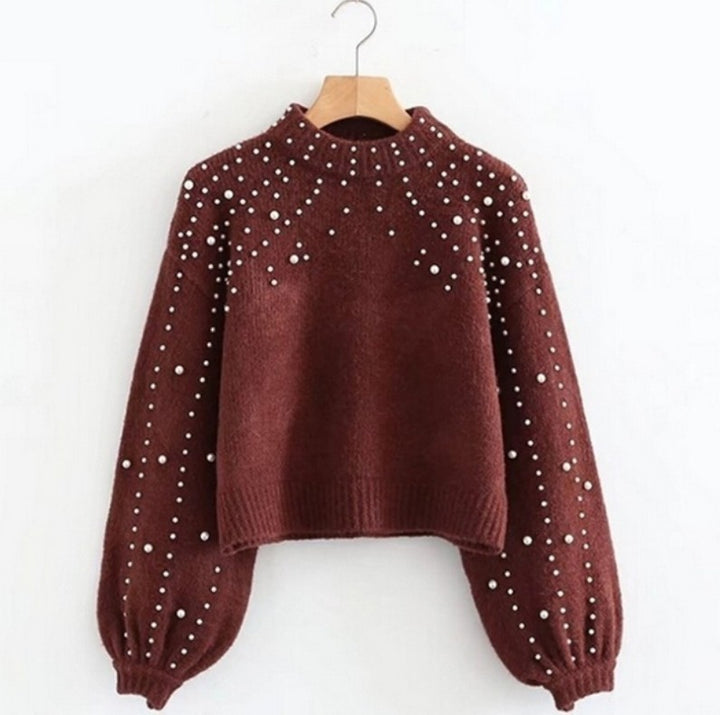 Sweater women with shimmery beaded details and voluminous sleeves Lune London