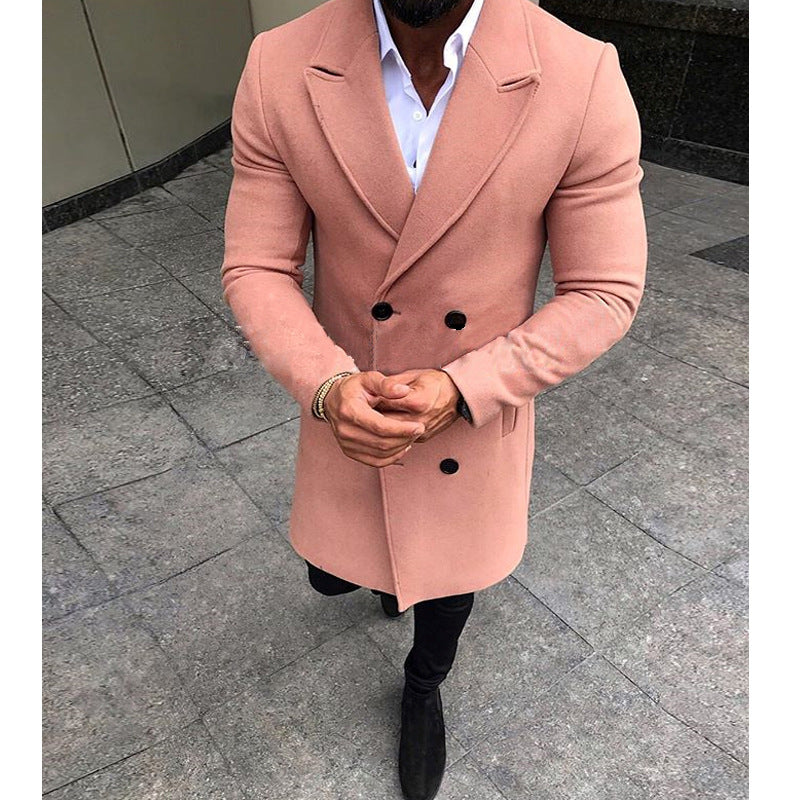 Elegant wool coat for men with double-breasted buttons and slim fit Amarae