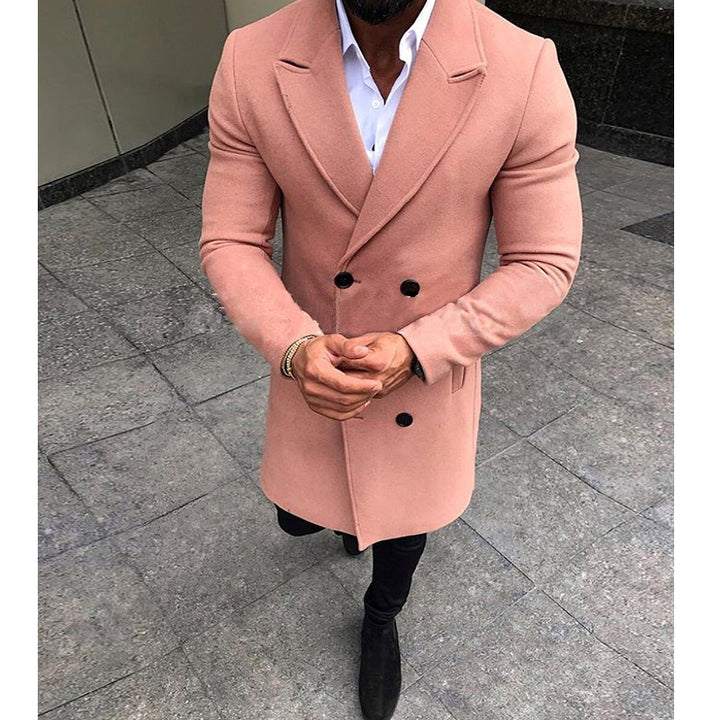 Elegant wool coat for men with double-breasted buttons and slim fit Amarae