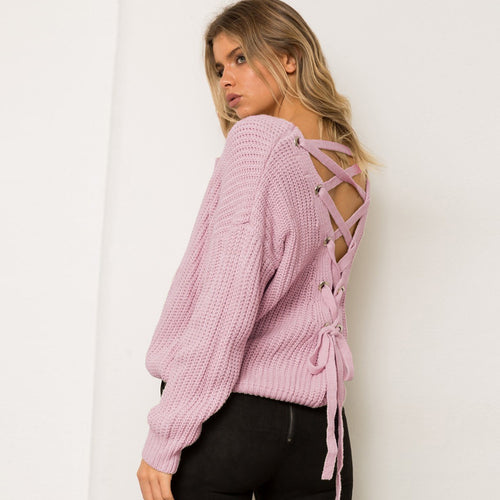 Women's sweater with a unique design at the back and a decorative lace Amarae