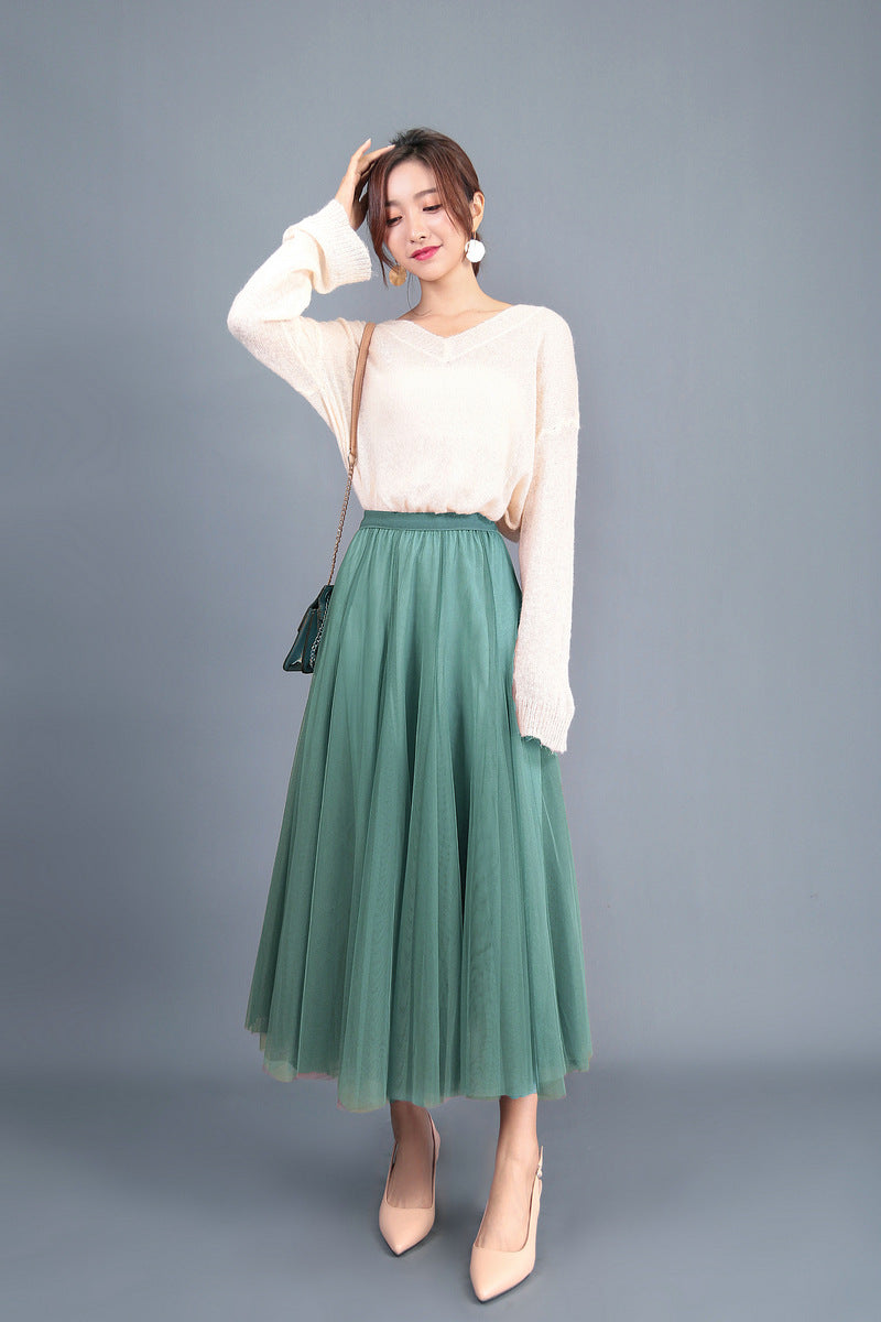 Chic Und Stil | Long Soft Tulle Skirt with High Waist and Slim Fit