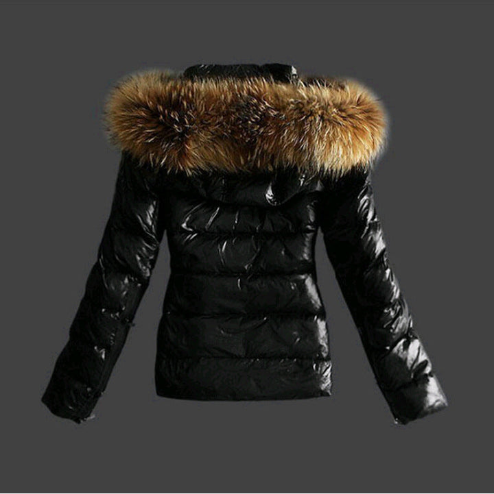 Amarae | Jacket with Fur Collar - stylish black women's winter jacket