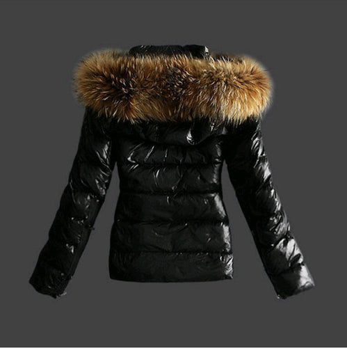 Amarae | Jacket with Fur Collar - stylish black women's winter jacket