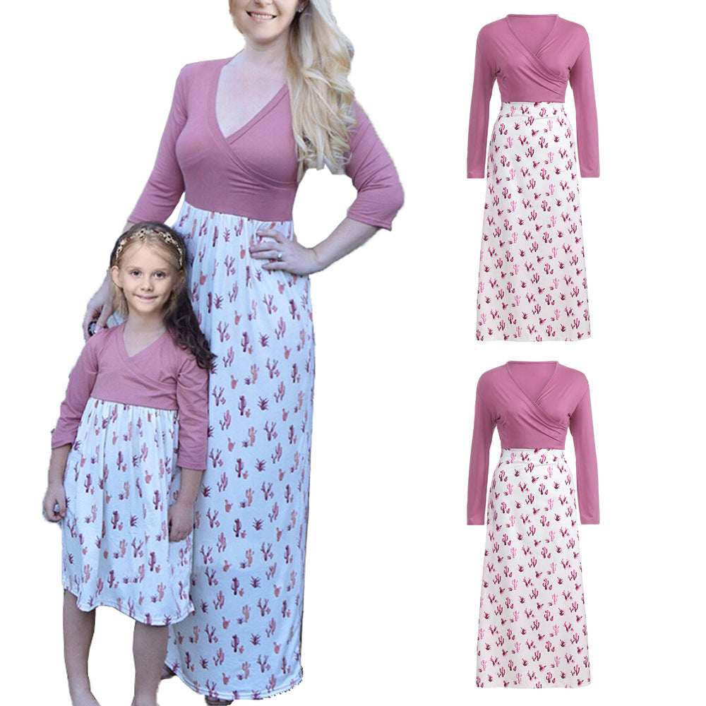 Women's wrap dress with striking cactus print and long sleeves Lune London