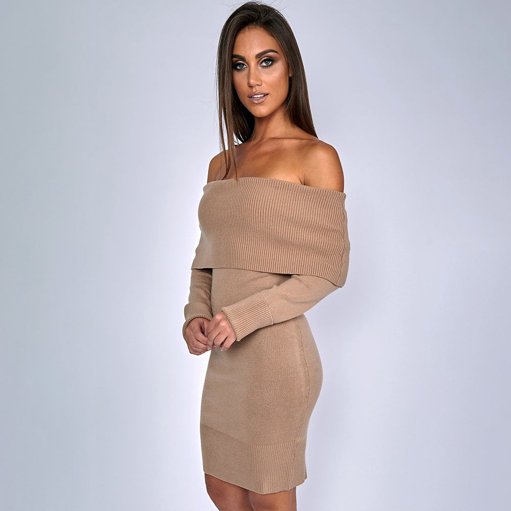 Knit dress for women with bateau neckline and fitted cut Lune London
