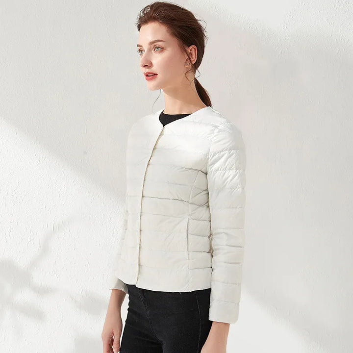 Lune London | Lightweight, Collarless, Slimming Down Jacket for Women