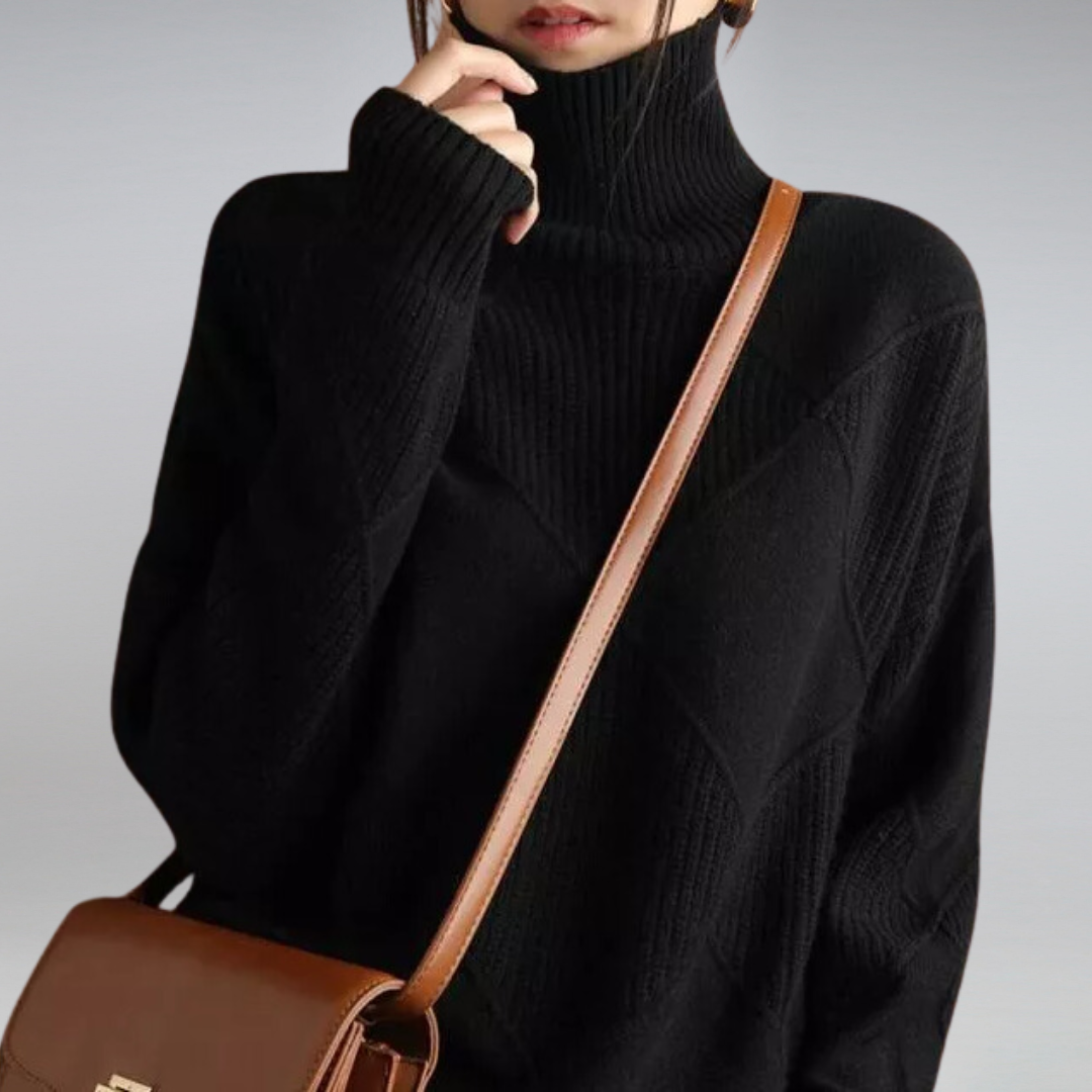 Lune London | Women's Loose Fit Roll Neck Casual Knit Sweater