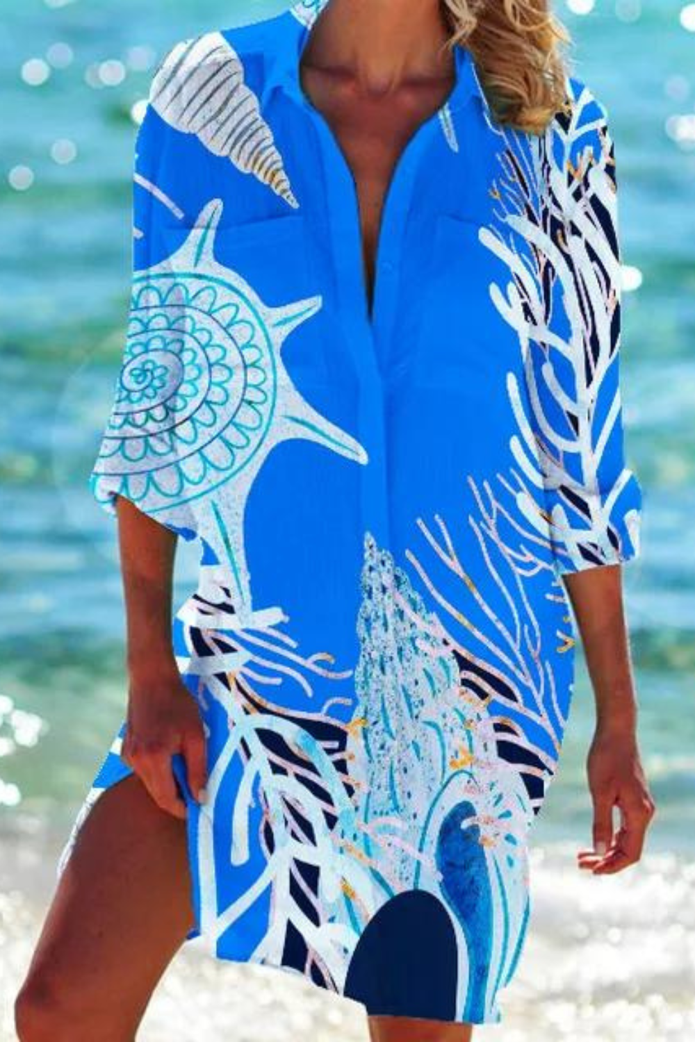 Lune London | Long Beach Blouse with Marine Motif
