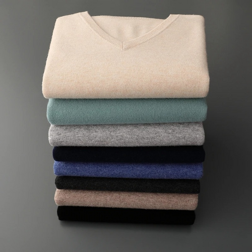 Chic Und Stil | Cashmere Sweater Men V-Neck Soft Cashmere Knit Material