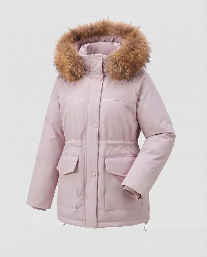 Women's Padded Thermal Parka with Oversized Faux Fur Hood and Utility Pockets Amarae