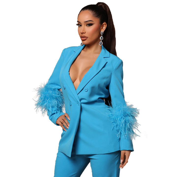 Amarae | Two-piece ostrich fur lapel for women