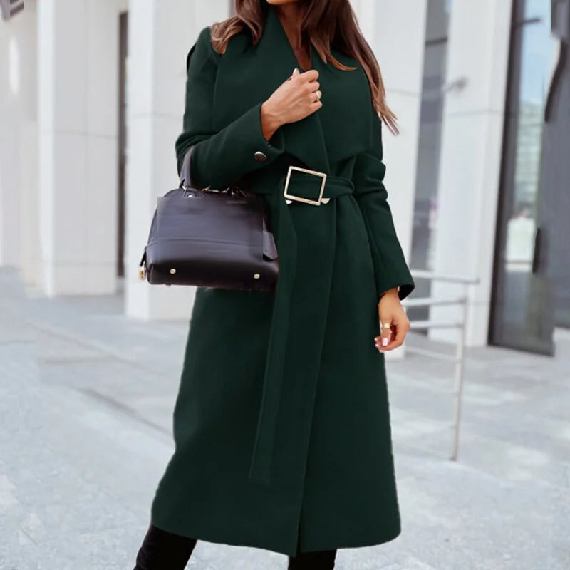 Lune London | Coat for Women - Tailored Design - Wide Lapels - Belt with Buckle