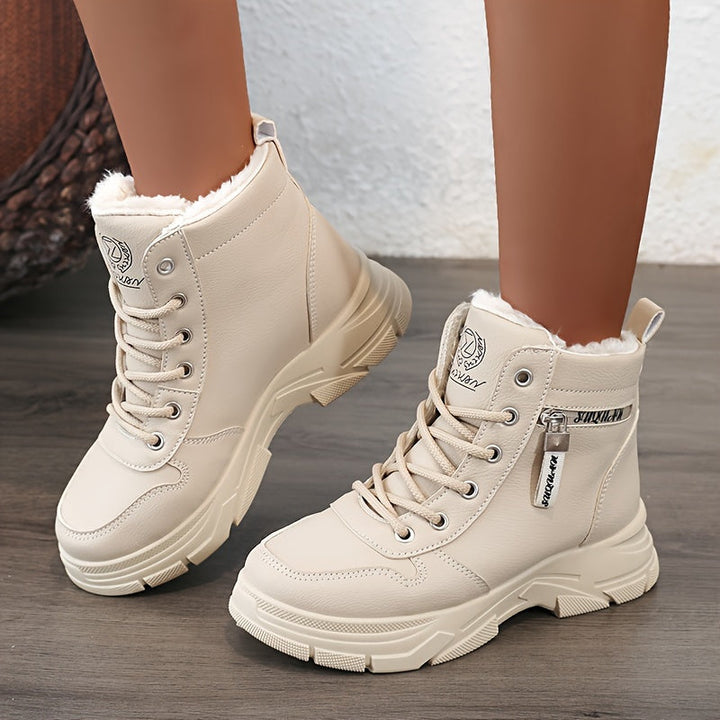 Lune London | Women's Winter Ankle Boot with Warm Fleece Lining & Zipper Detail Plus Sizes