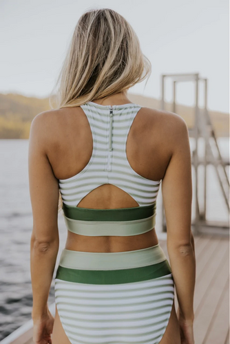 Amarae | Striped Zip-Back Chic Bikini Set