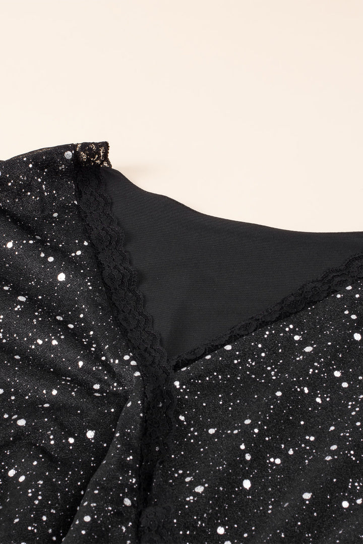 Lune London | Elegant black sparkling dress with mesh screening