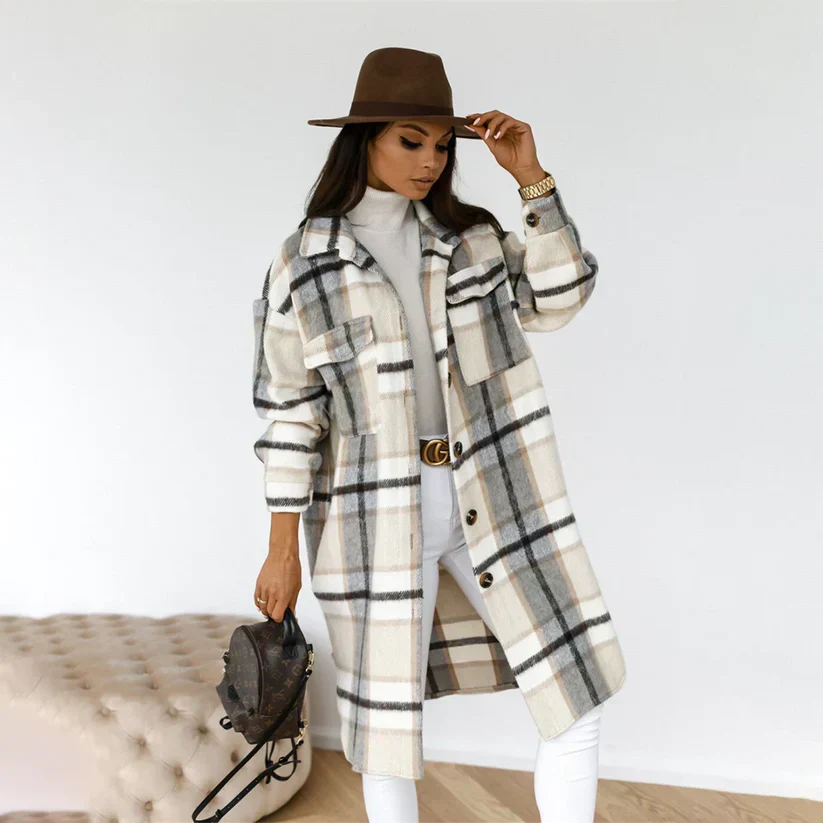Lune London | long checkered winter coat with belt