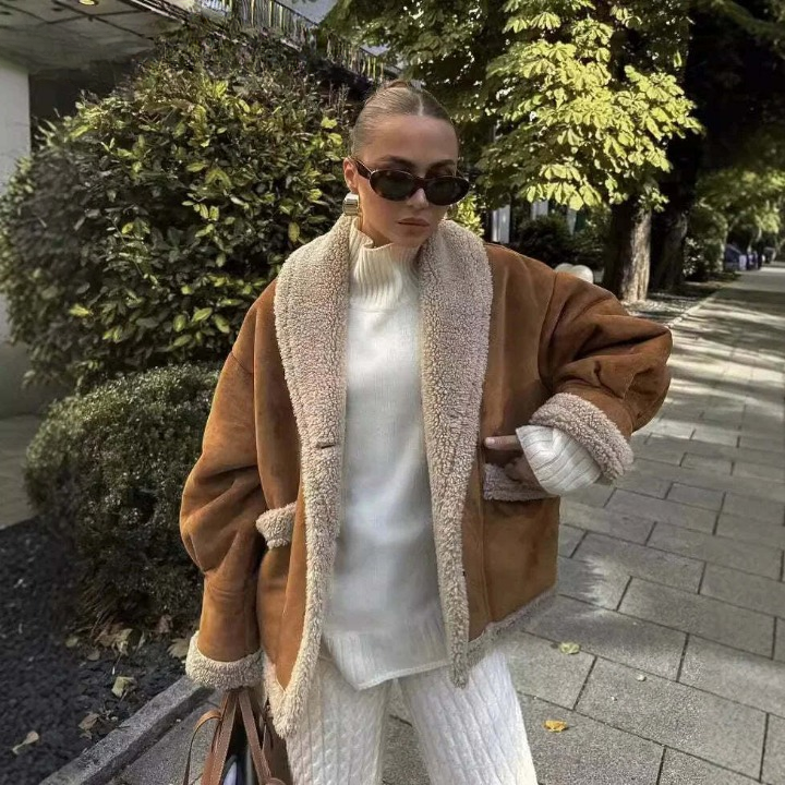 Amarae | Thick and warm jacket - Brown - Ideal for cold days