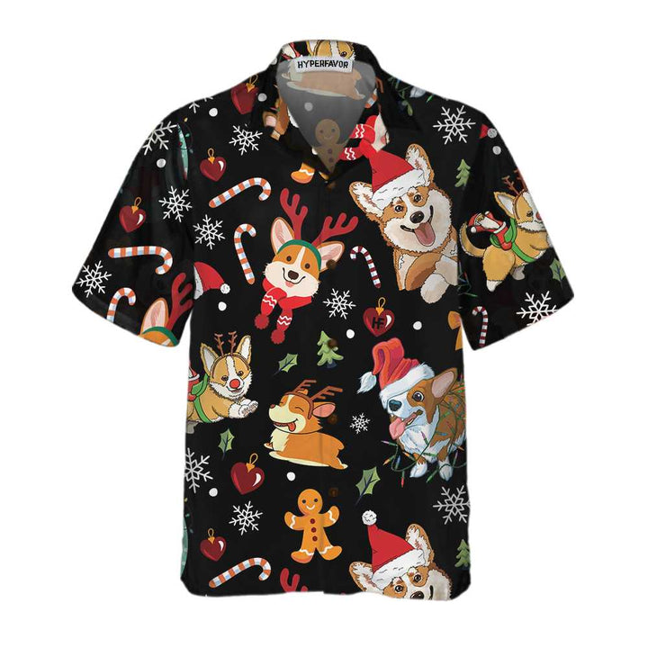 Lune London | Adorable Corgis Happy Christmas Hawaiian Shirt, Funny Christmas Shirt for Dog, Christmas Gift for Corgi Lovers