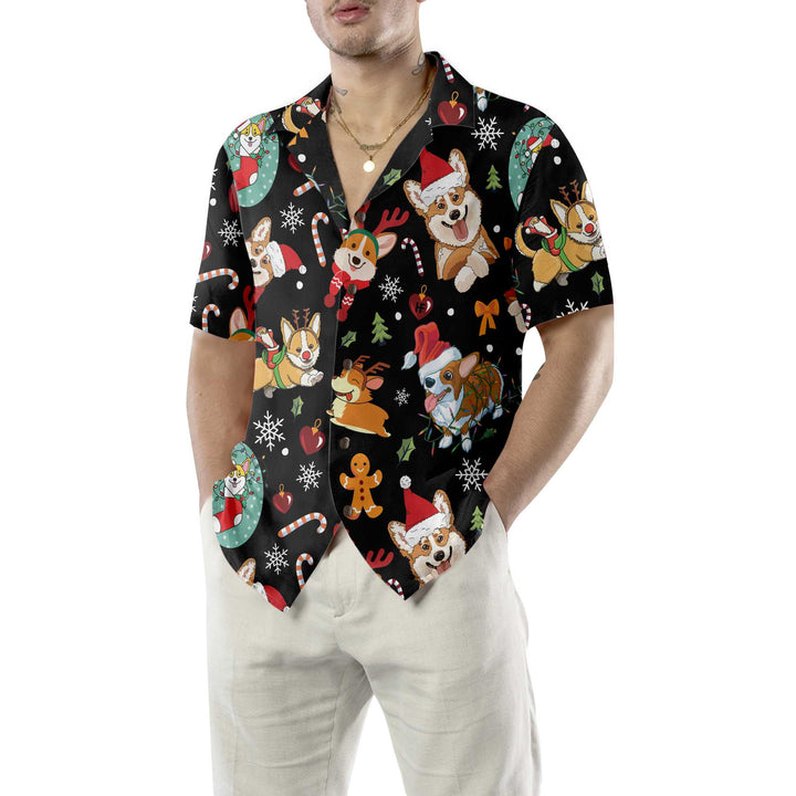 Lune London | Adorable Corgis Happy Christmas Hawaiian Shirt, Funny Christmas Shirt for Dog, Christmas Gift for Corgi Lovers