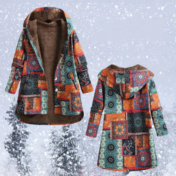 Amarae | Bohemian winter coat with floral print