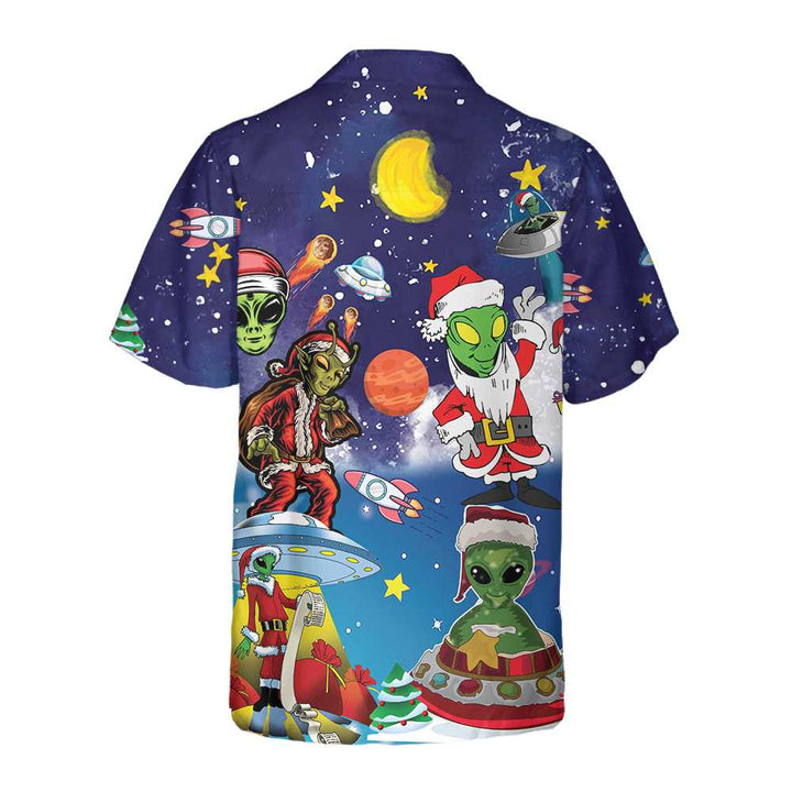 Lune London | Aliens Christmas Hawaiian Shirt, Fun Christmas Shirt for Men