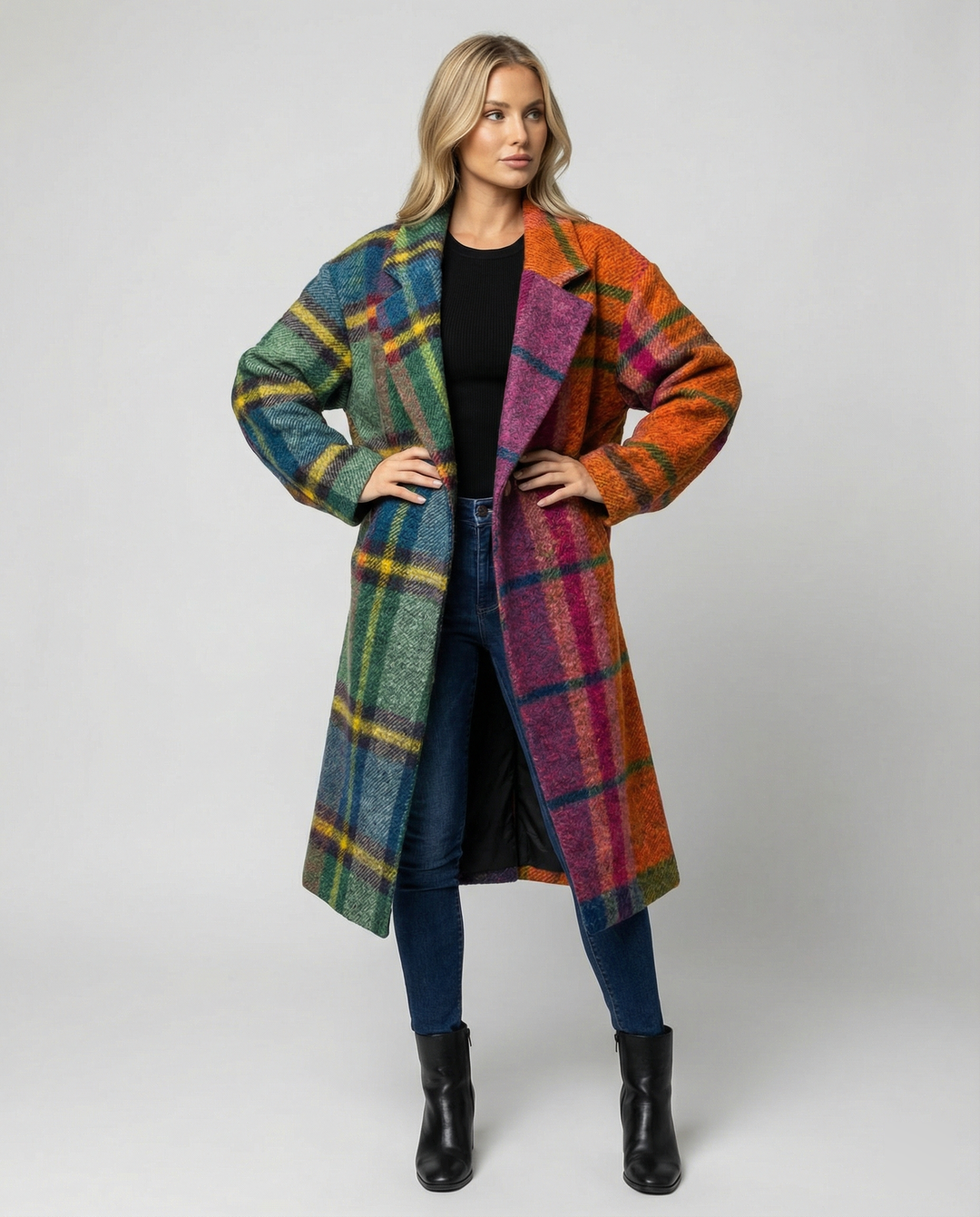 Men's Coat Long | Oversized Winter Coat with Notch Lapel & Pockets