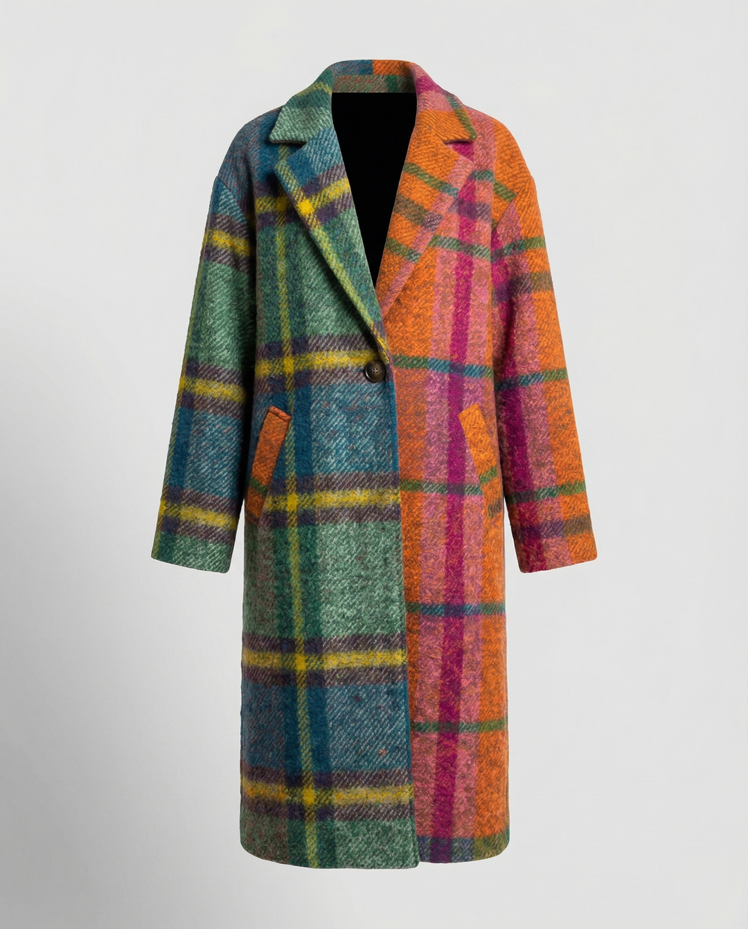 Men's Coat Long | Oversized Winter Coat with Notch Lapel & Pockets