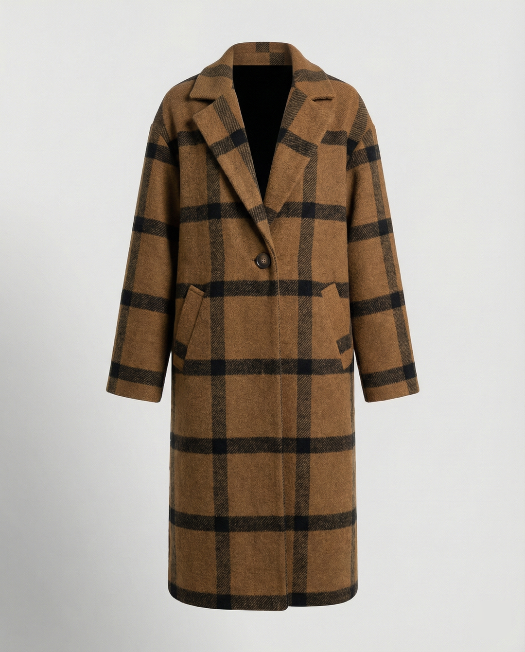 Men's Coat Long | Oversized Winter Coat with Notch Lapel & Pockets