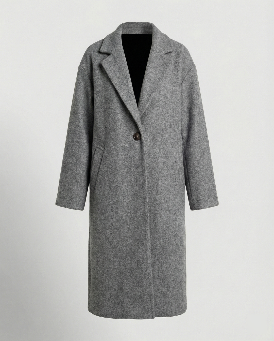 Men's Coat Long | Oversized Winter Coat with Notch Lapel & Pockets