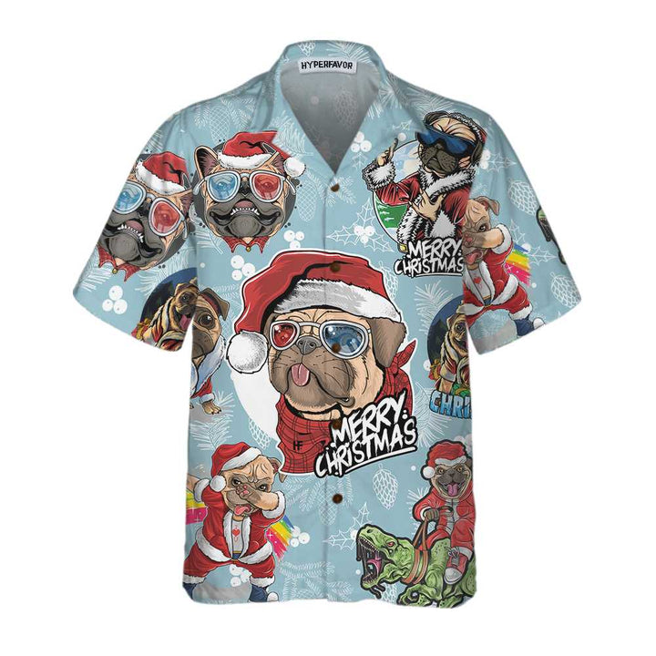 Lune London | Superb Christmas Pug Hawaiian shirt, fun Christmas gift for Pug lovers