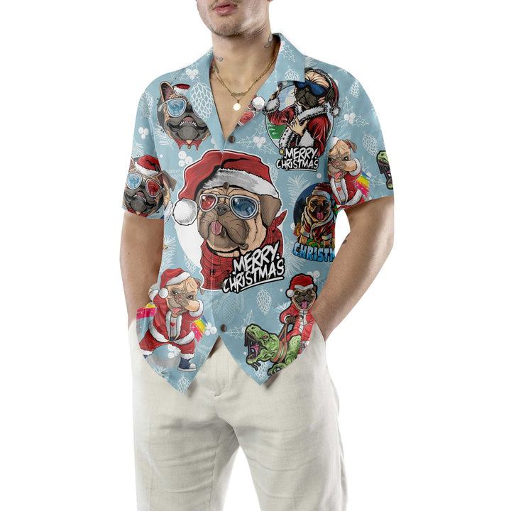 Lune London | Superb Christmas Pug Hawaiian shirt, fun Christmas gift for Pug lovers