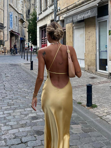 Amarae | Satin Maxi Dress with Open Back