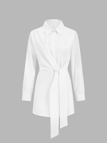 Amarae | Shirt with Tie Belt At The Waist Cotton Blend Elegant and Timeless