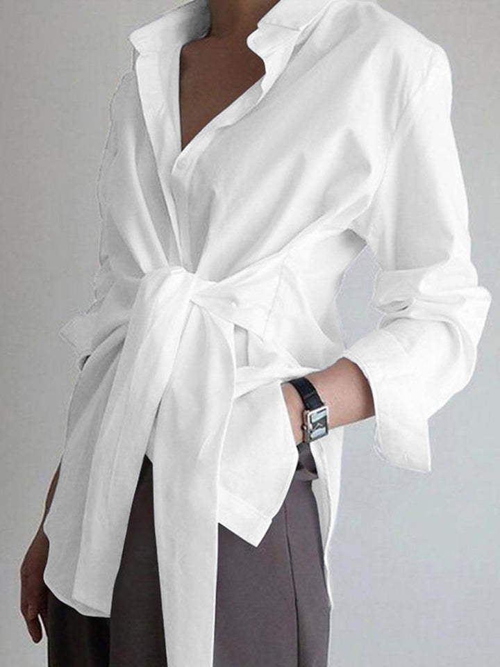 Lune London | Shirt with Tie Belt At The Waist Cotton Blend Elegant and Timeless