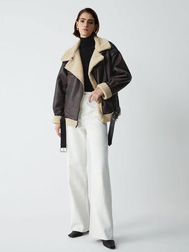 Amarae | Brown Leather Pilot Jacket for Women
